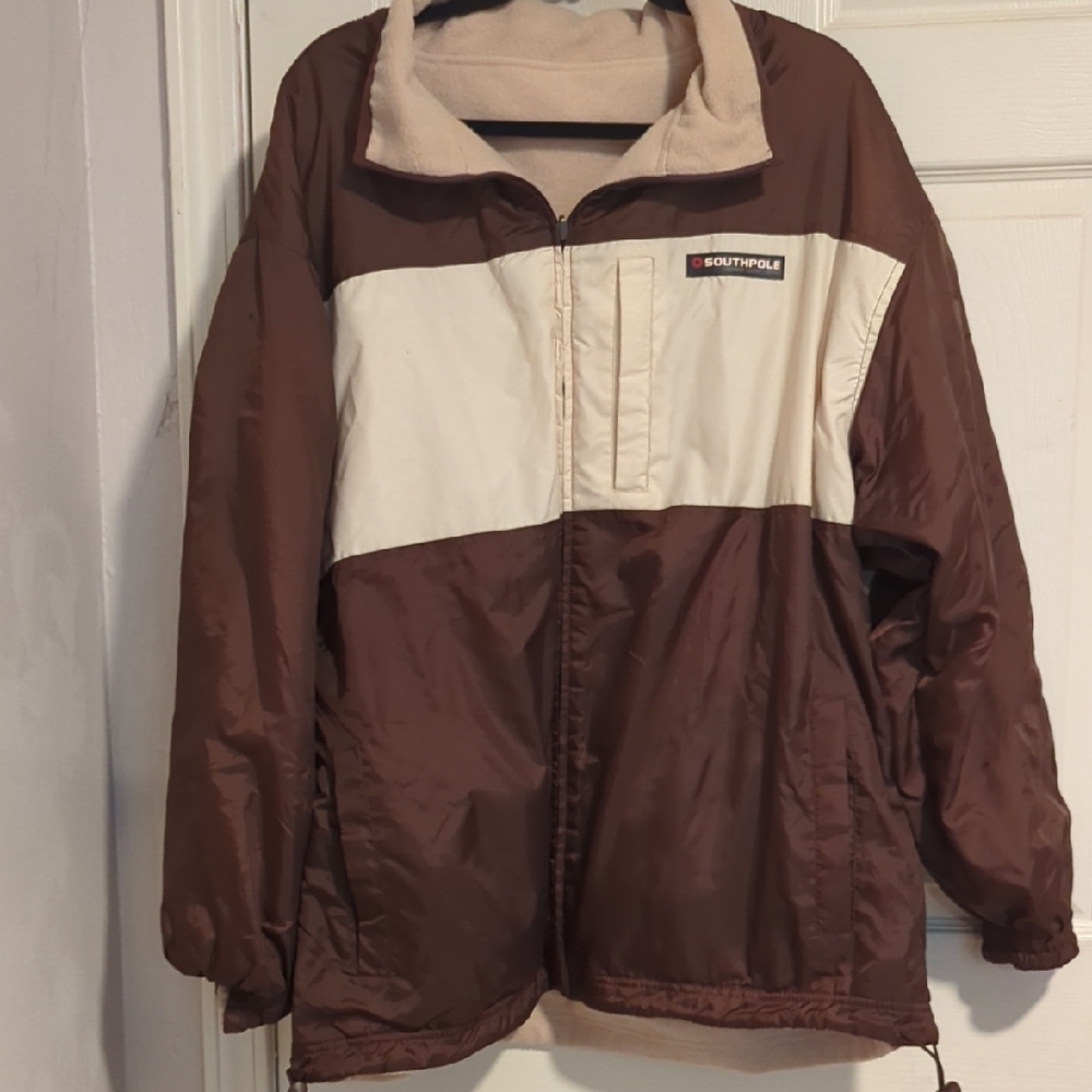 South Pole  Reversible Two-Tone Jacket in Brown and Cream In XL